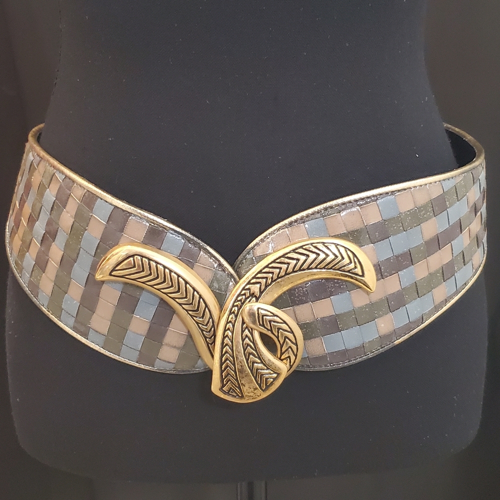Elegant Gold and Brown Mosaic Belt